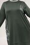 68055 Plus Size Front Printed Self-Ribbed Modal Tunic - Khaki - 2