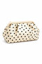Women's Premium Polka Dot Satin Drawstring Clutch Bag - Cream