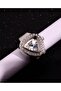 Luxury Pink Gold Triangle Finger Ring Watch |   Crystal-Embellished Diamond Ring Watch with Moon Phase Display for Women
