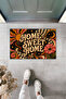 Home Sweet Home 70S Retro Floral and Geometric Pattern Digital Print Door Mat 70X45 cm