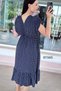 V-Neck Polka Dot Viscose Dress with Elastic Waist 6Y345 - 2