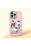 iPhone 14 Pro Max Compatible Case with Camera Protector Pink Silicone Couple Phone Case with Kitty Pattern