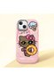 iPhone 15 Plus Compatible Case with Camera Protector Pink Silicone Couple Phone Case with Kitty Pattern