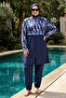 Large Size Full Covered Hijab Swimsuit 6582 Dark Navy Blue03 - 4