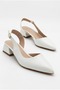 Women's White Asymmetrical Strappy Pointed Toe Low Heel Shoes