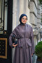 Women's Shawl Detail Thin and Thick Striped Long Tunic Navy Blue - 3