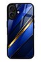 iPhone 16 Sapphire Gold Edge Design Glossy Phone Case