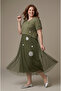 Tulle-Detail Sleeves with Apollets Plus Size Women's Dress