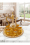 Luxury 6-Person Gold Gilded Zamzam Set & Sherbet Bowl Catering Set - with Embroidered Tray - 72 - 2