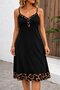 Women's Rope Strap V-Neck Leopard Patterned Midi Viscose Dress