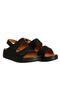 Black Leather Wedge Heel Women's Sandals - 2