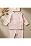 Mellow Bunny Cotton Textured 3-Piece Baby Set - Salmon Perforated Knit Bodysuit, Bottoms with Booties and Hat Set - 2
