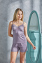 Women's 95% Viscose Polka Dot Patterned Shorts Set - 3