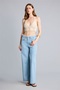 100% Cotton High Waist Wide Leg Light Blue Jean Trousers H8498Ax26Sp - 2