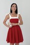 Women's Ribbon Detail Strapless Tie-Back Design Red Flared Mini Evening Dress - 2