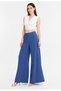 Elastic Waist Women's Blue Trousers with Wide Legs and Non-See-Through Fabric - Women's Hijab Fabric Trousers - 4