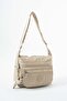 Women's Beige Shoulder Bag, Multi-Compartment Strap Crossbody Bag, Lightweight Original Crinkle Waterproof Fabric, 33X23X12Cm - 3