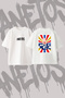 Aglayan Palyaco Design Back Printed Cotton White Oversize T-Shirt