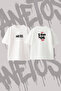 Kiz Dudak Izi Design Back Printed Cotton White Oversize T-Shirt