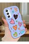 Samsung Galaxy A34 5g Compatible Case Camera Protector Blue Silicone Couple Phone Case Heart Pattern