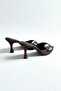 Brown Patent Leather Heeled Women's Slippers F210 - 3