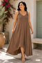 Women's Ring Strap V-Neck Asymmetrical Cut Plus Size Maxi Dress – Comfortable Fit Summer Dress
