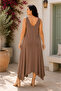 Women's Ring Strap V-Neck Asymmetrical Cut Plus Size Maxi Dress – Comfortable Fit Summer Dress - 3