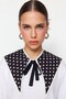 Women's Oversize T-Shirt Polka Dot White Dot Shawl Collar with Accessory White – Comfortable Fit, 100% Cotton - 6