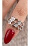 Honeycomb Design Zircon Stone Women's Ring Special Design Hexagonal Detailed Stylish and Modern Adjustable Ring Steel Look - 3