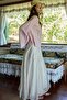Collar Pleated Detailed Muslin Shirt Powder - 3