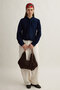Scarf and Waist-Tie Shirt in Navy Blue