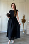 Leather Belted Padded Midi Dress - 5