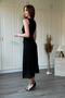 Lace Skirt Ruffle Detailed Sleeveless Midi Black Dress - 7