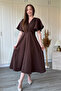 V-Neck Ruffled Midi Dress with Flounce Sleeves - 2