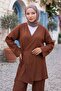 طقم كيمونو برباط جانبي بني HM2935 - 6