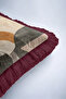 Abstract Geometric Patterned Fringed Pillowcase - Beige Anthracite Burgundy Tasseled Throw Pillow Cover - 8