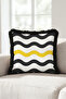 Wave Pattern Fringed Pillow Cover - Geometric Stripe Bohemian Yellow Black Tassel Throw Pillow Cover - 6