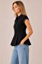 New Season Modern Linen Buttoned Short Sleeve Flounce Women's Shirt - 2