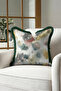 Abstract Floral Artistic Fringed Pillowcase-Aquarelle Floral Gray Green Navy Blue Tassel Throw Pillow Cover - 7