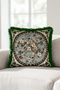 Floral Design Castle Fringe Pillowcase - Vintage Spring Country Gray Green Tassel Throw Pillow Cover - 3