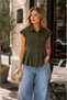 New Season Modern Linen Buttoned Short Sleeve Flounce Women's Shirt - 5