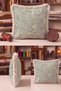 Floral Motif Vintage Fringed Pillowcase-Botanical Country Mint Mink Cream Tassel Throw Pillow Cover - 3