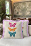 Butterfly Themed Colorful Elegant Patterned Fringed Pillowcase - Neon Bohemian Pink Tassel Throw Pillow Cover - 7