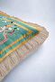 Japanese Floral Bird Fringe Pillowcase - Exotic Spring Boho Turquoise Mink Tassel Throw Pillow Cover - 8