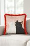 Cute Cat Figured Romantic Fringed Pillowcase-Animal Bohemian Powder Burgundy Tassel Throw Pillow Cover - 3