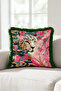 Leopard Floral Pattern Exotic Fringe Pillowcase - Tropical Pink Green Gray Tassel Throw Pillow Cover - 5