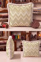 Zigzag Geometric Champagne Art Deco Fringed Pillowcase-Chevron Cream Mink Tassel Throw Pillow Cover - 7
