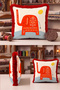 Ethnic Fringed Pillowcase with Elephant Motif - Exotic Figured Cream Red Burgundy Tassel Throw Pillow Cover - 3
