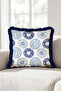 Blue Floral Pattern Stylish Ethnic Fringed Pillow Cover - Elegant Floral Navy Blue Tassel Throw Pillow Cover - 6