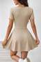 Women's Short Sleeve Square Collar Pocket Detailed Diving Suit Jumpsuit - 4